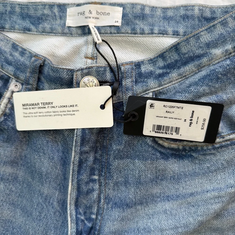 NWT Rag & Bone Miramar Raily High Rise Wide Leg Viral Sweatpant Jean Size 24 - Picture 7 of 16